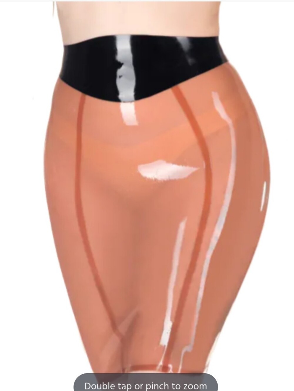 Libidex Latex High-Waist Pencil Skirt Trans Pink with Black Waistband Size M